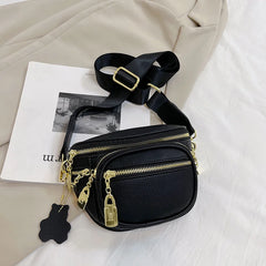 Zipper Pockets Waist Bag PU Leather Chest Bag Female Fanny Pack