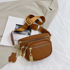 Zipper Pockets Waist Bag PU Leather Chest Bag Female Fanny Pack