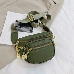 Zipper Pockets Waist Bag PU Leather Chest Bag Female Fanny Pack