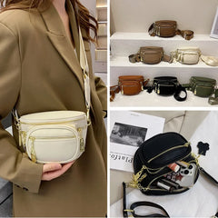 Zipper Pockets Waist Bag PU Leather Chest Bag Female Fanny Pack