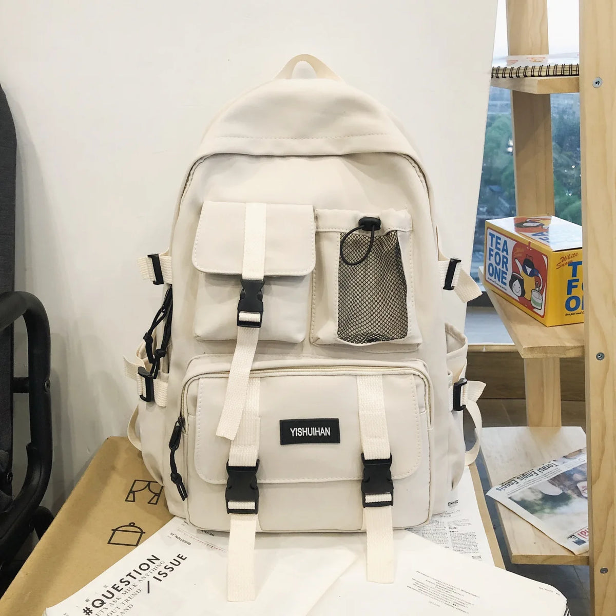 Waterproof Nylon Women Backpack with Multiple Pockets