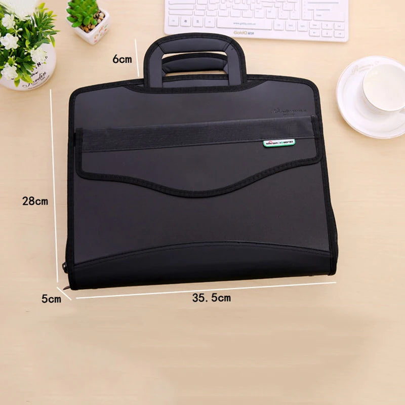 Canvas Document Bag Waterproof Multi-Layer File Organizer