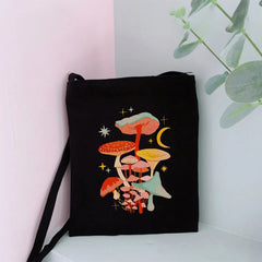 Mushroom Canvas Handbag Messenger Bag Girls Shoulder Bag
