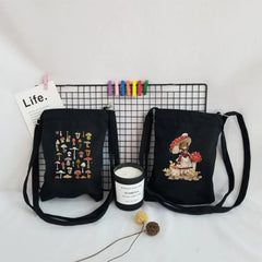 Mushroom Canvas Handbag Messenger Bag Girls Shoulder Bag