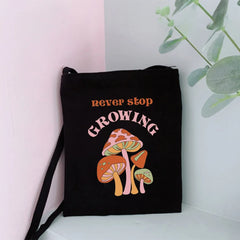 Mushroom Canvas Handbag Messenger Bag Girls Shoulder Bag