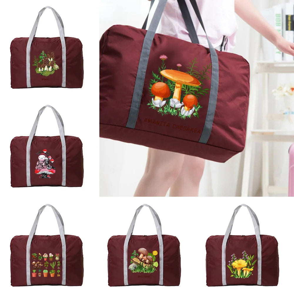 Mushroom Pattern Foldable Travel Bag Large Capacity Organizers