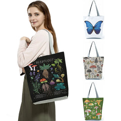 Mushroom Plant Printed Handbag Eco Friendly Tote Bag