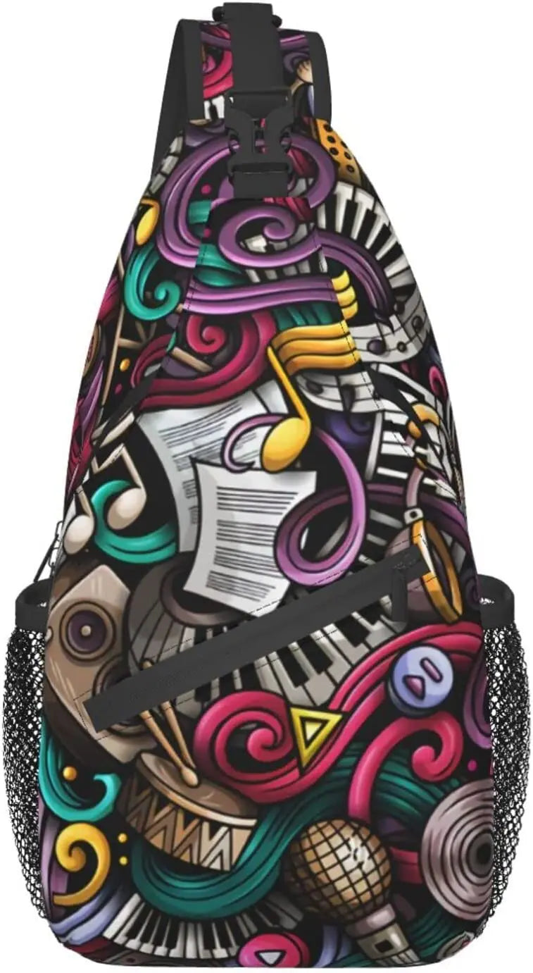 Music Doodles Pattern Crossbody Shoulder Bag