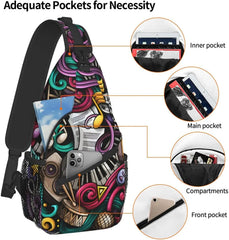 Music Doodles Pattern Crossbody Shoulder Bag