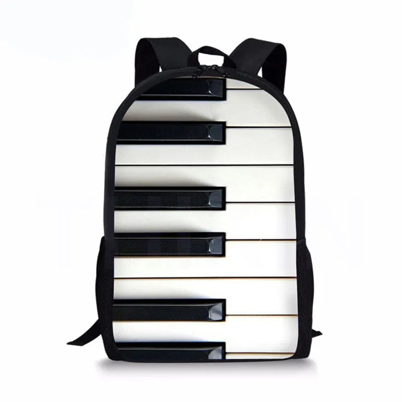 Music Note 3D Print Backpack for Kids Orthopedic School Bag