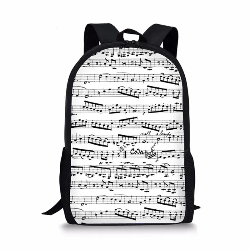 Music Note 3D Print Backpack for Kids Orthopedic School Bag