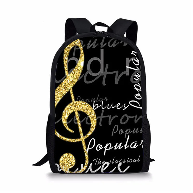 Music Note 3D Print Backpack for Kids Orthopedic School Bag