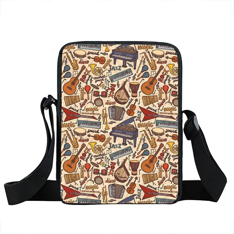 Flame Print Shoulder Bag Jazz Saxophone Women Handbag