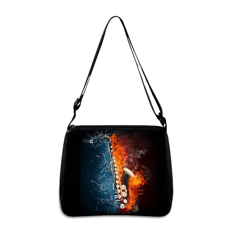 Flame Print Saxophone Shoulder Bag for Women