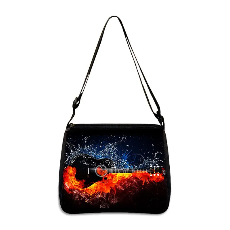 Flame Print Saxophone Shoulder Bag for Women