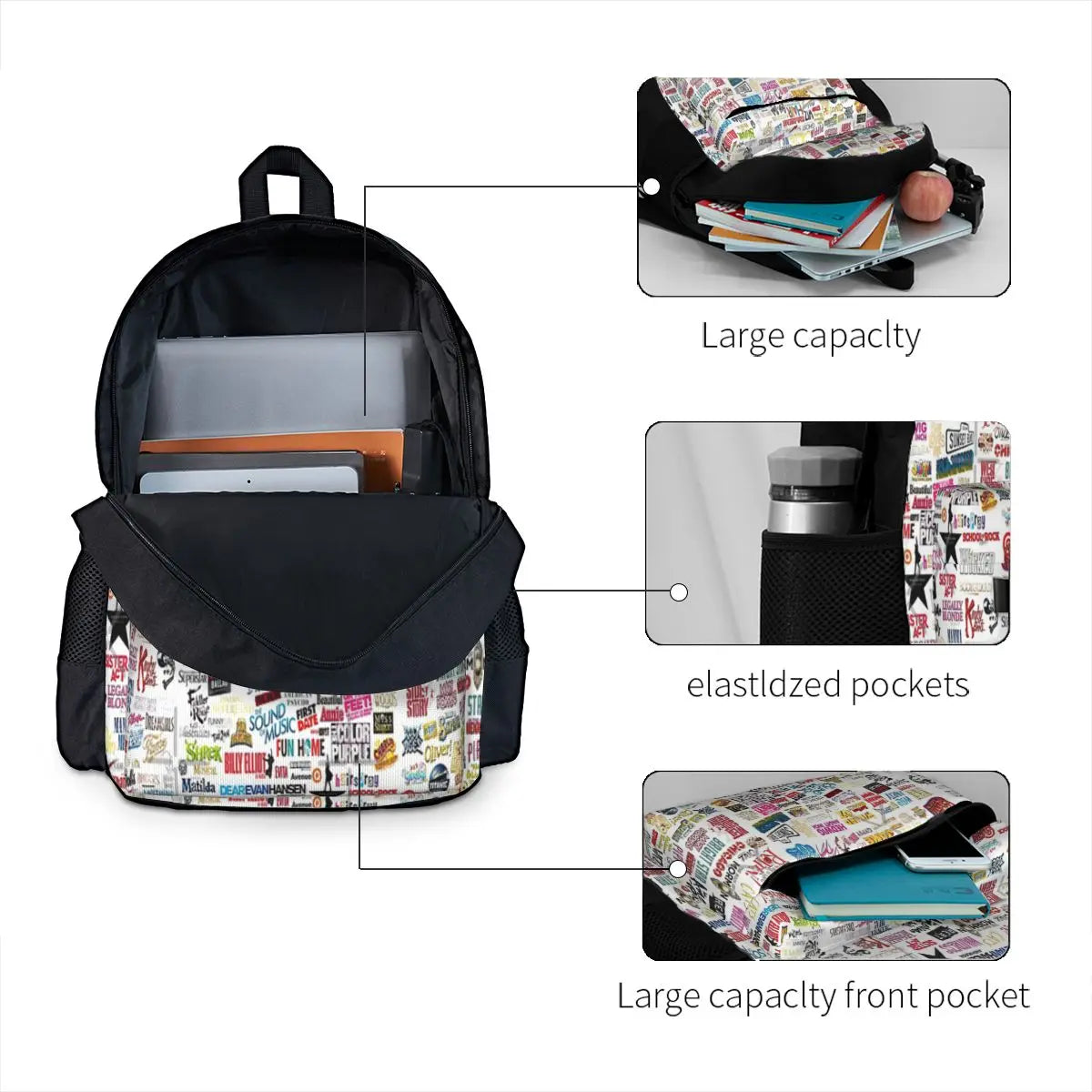Musicals Backpacks Men's Bags For Women Child Travel