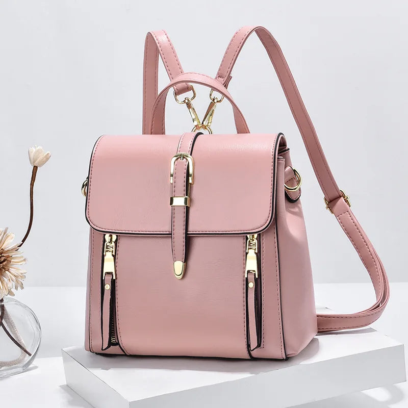 PU Leather Backpack Women Small Shoulder Bag Multifunctional