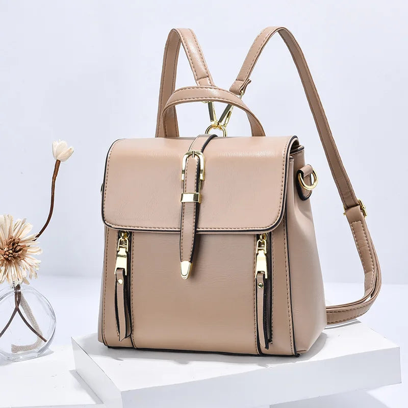 PU Leather Backpack Women Small Shoulder Bag Multifunctional
