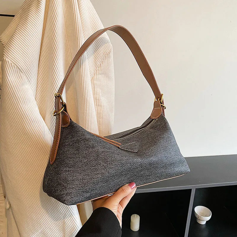 Women's Denim Shoulder Bag Casual Handbag Purse Canvas Strap