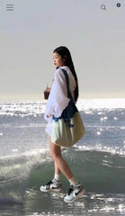 Canvas Jeans Messenger Bags Soft Student Large Capacity Open Shopping Handbags