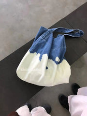 Canvas Jeans Messenger Bags Soft Student Large Capacity Open Shopping Handbags