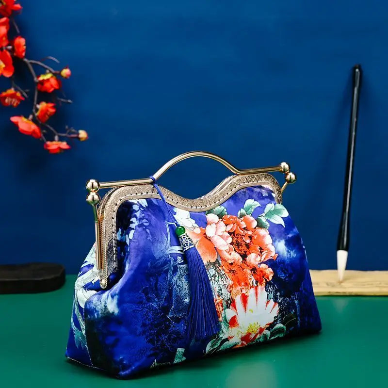 Women's Crossbody Bag Spring Flowers Lock Chain Handbags Shoulder Purse