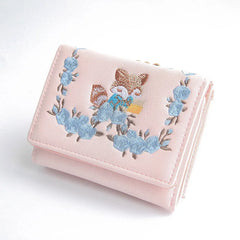 Chinese Women Pink Fox Tassel Short Money Case Wallet Purse