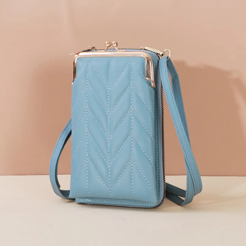 Women's Clip Phone Pocket Shoulder Bag Soft Pu Leather Small Crossbody