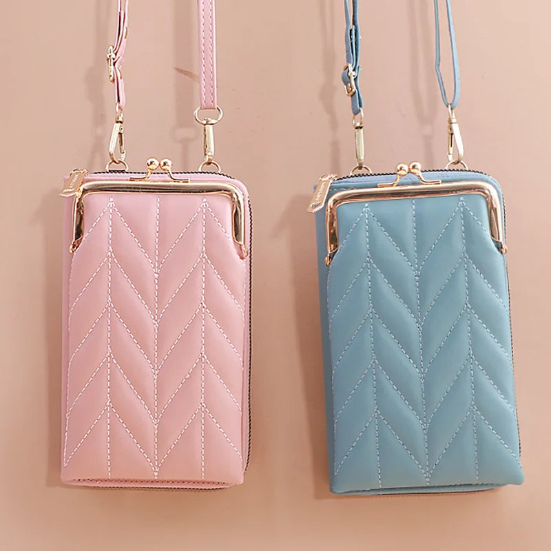 Women's Clip Phone Pocket Shoulder Bag Soft Pu Leather Small Crossbody