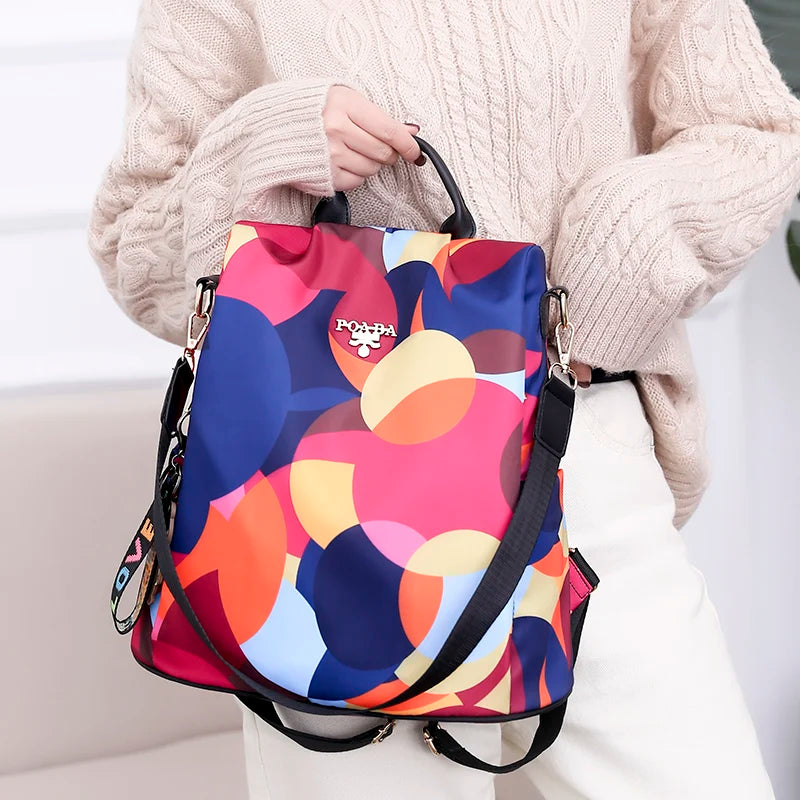 Anti Theft Women Backpack Durable Fabric Oxford School Bag Pretty Style Girls Sc