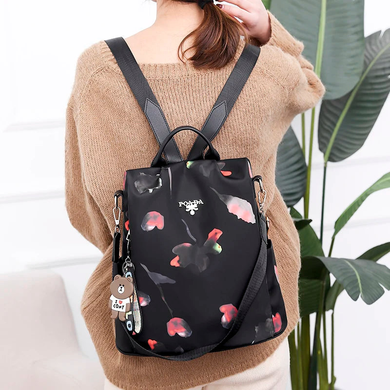 Anti Theft Women Backpack Durable Fabric Oxford School Bag Pretty Style Girls Sc