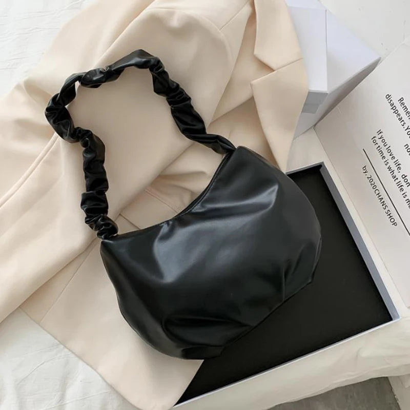 Pleated Strap Shoulder Bag Dumpling Bag Sling Bag Women Handbag