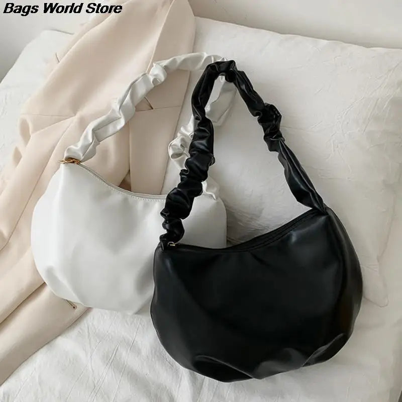 Pleated Strap Shoulder Bag Dumpling Bag Sling Bag Women Handbag