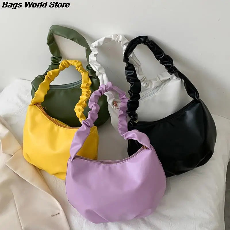 Pleated Strap Shoulder Bag Dumpling Bag Sling Bag Women Handbag