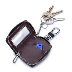 Leather Car Key Holder Zipper Pocket Remote Control Protector Cover Wallets
