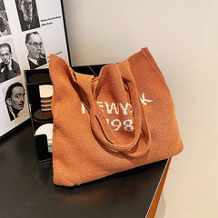 Retro Knitted Tote Bag Lady Handbag Woolen Woven Bucket Bag Women Shoulder Bags