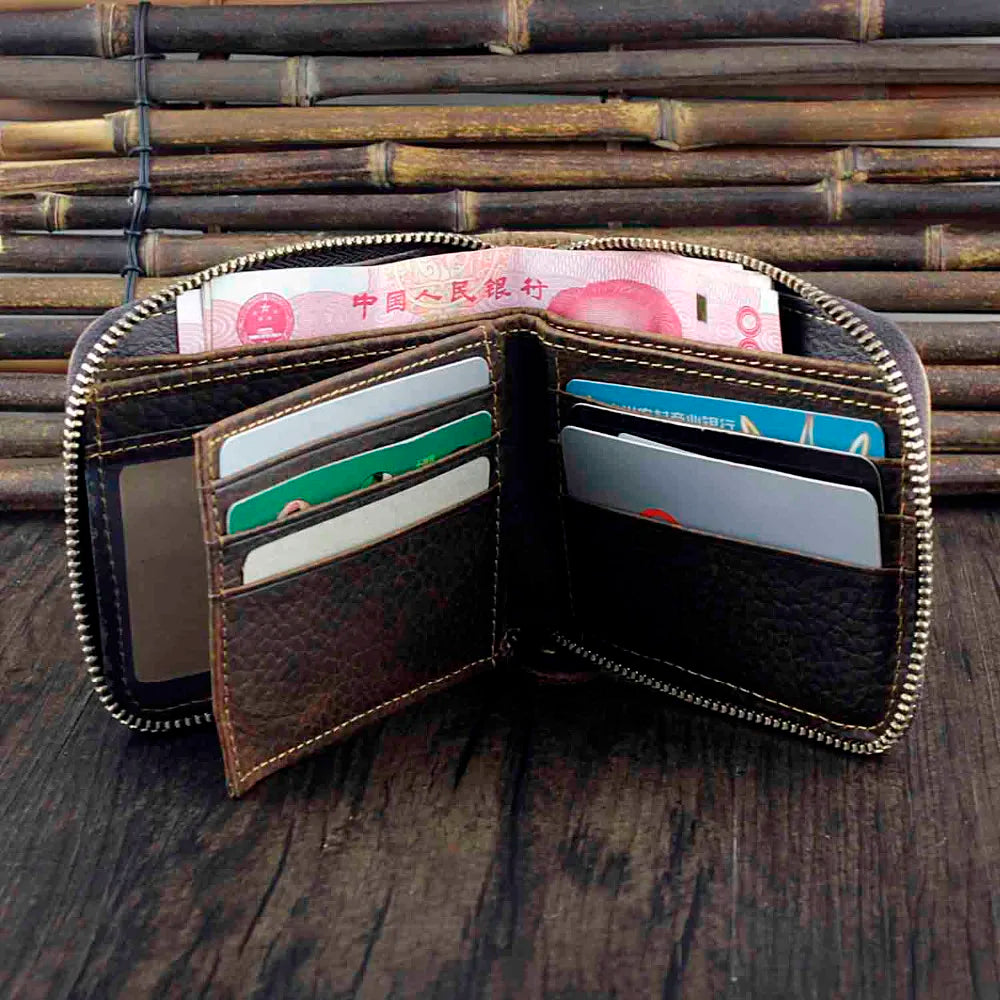 Men's Fly Dragon Cowhide Leather Clutch Wallet