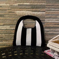 Soft Cotton Knitted Handbag For Women Shoulder Messenger Crochet Bags