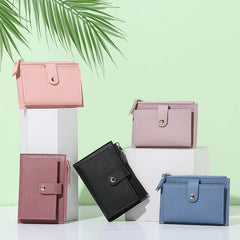 Women's Small Wallet Clutch Purse Solid PU Girl Wallets