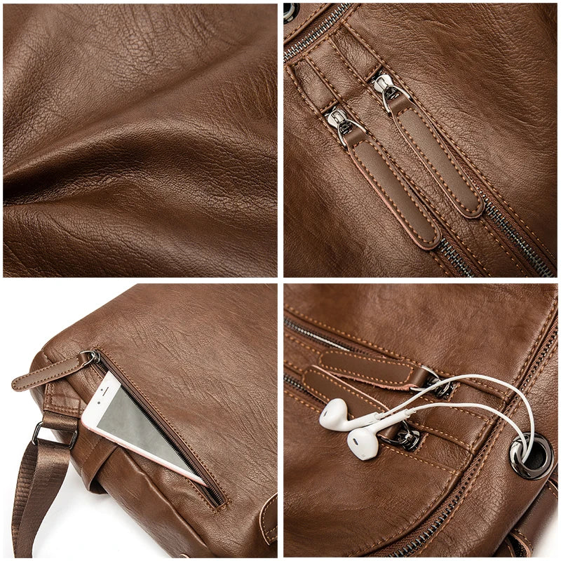 Women Leather Backpacks High Rucksacks For Girls Solid Travel Bagpack