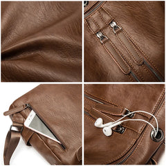 Women Leather Backpacks High Rucksacks For Girls Solid Travel Bagpack