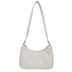 Retro Corduroy Solid Shoulder Bag Underarm Handbag for Women