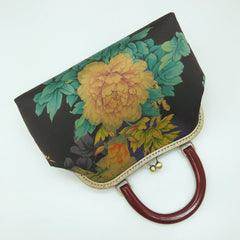 Vintage Flowers Lock Shell Bag Crossbody Chain Shoulder Bag