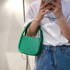 NEWDISCVRY Leather Shoulder Bag Chain Crossbody Mini Square Bag