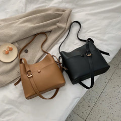 Casual Buckets Bag Women Shoulder Soft PU Leather Crossbody Bag