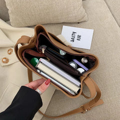 Casual Buckets Bag Women Shoulder Soft PU Leather Crossbody Bag