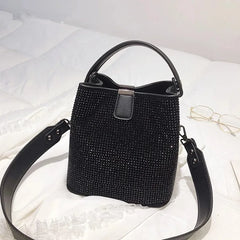 NEWDISCVRY Diamonds Women Bucket Bag Pu Leather Shoulder Bags