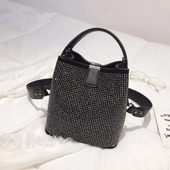 NEWDISCVRY Diamonds Women Bucket Bag Pu Leather Shoulder Bags