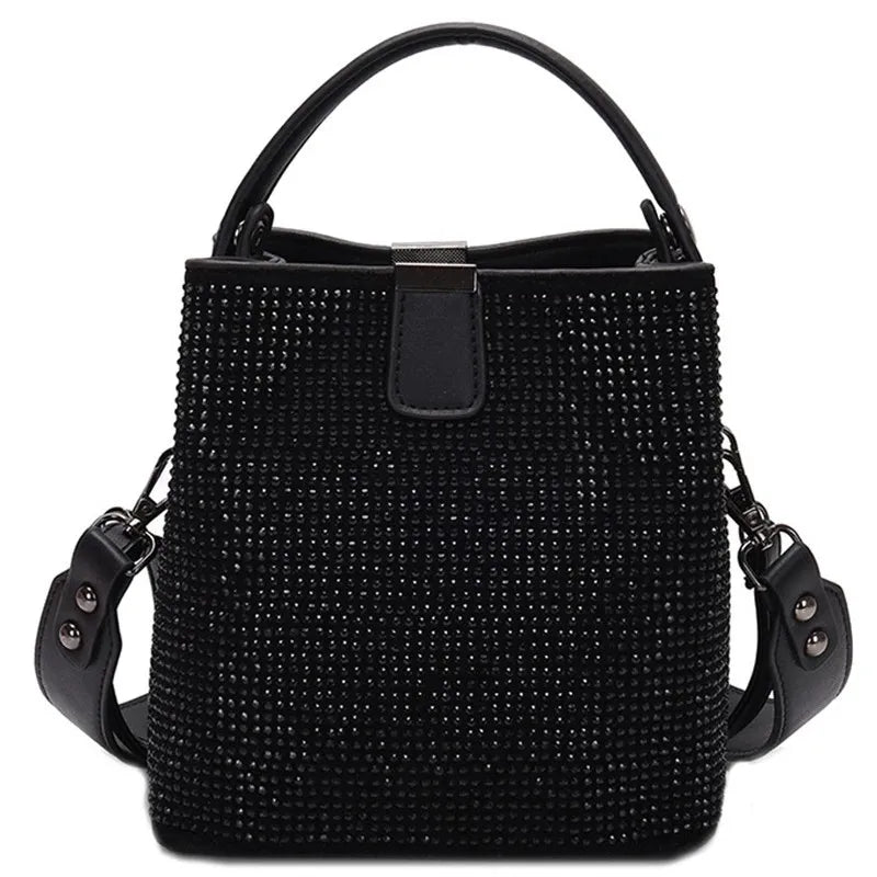 NEWDISCVRY Diamonds Women Bucket Bag Pu Leather Shoulder Bags