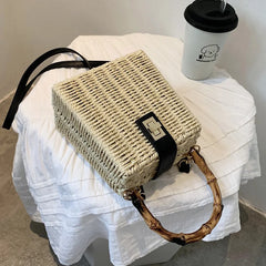 NEWDISCVRY Small Tote Bag Straw Women's Handbag Beach Travel Shoulder